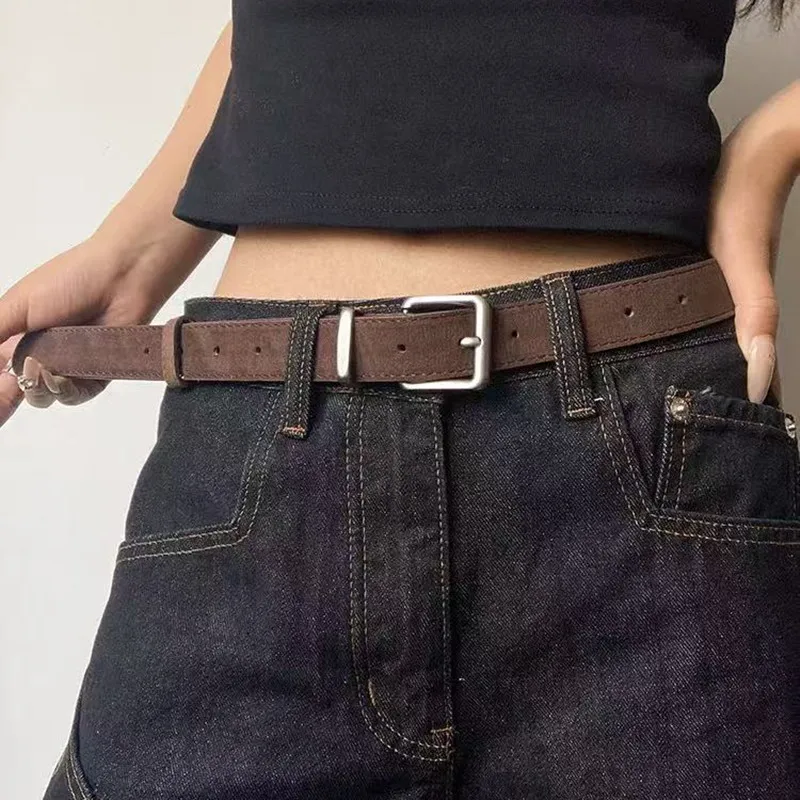Vintage Brauner Wildleder-Damen-Gürtel 2026 im Nischen-Designer-Stil für Kleider und Jeans – Detail 2