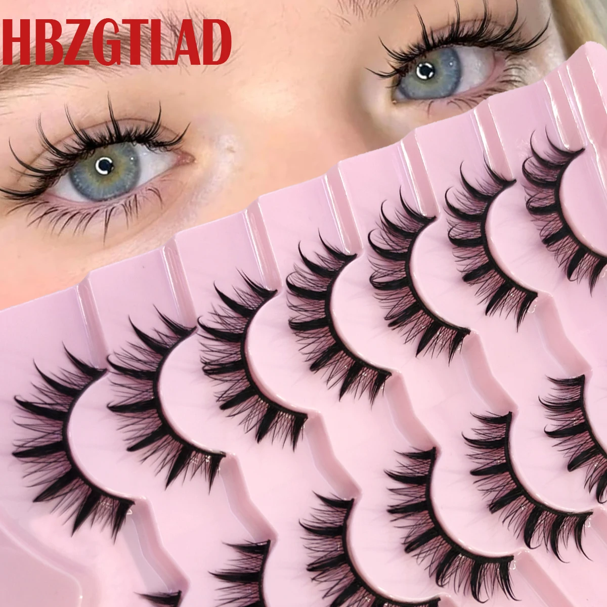 HBZGTLAD 3D Faux Mink Lashes Cat Eye Lashes Manga Lashes Styles Soft Cross Wispy Natural Winged End Eye Längliches Wimpern-Make-up