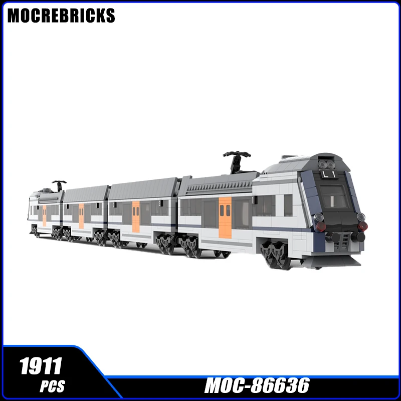 

Classic Urban Railway Locomotive MOC MU-01 Passenger Train Building Blocks Assembly Model Bricks Display Creative Children Toys