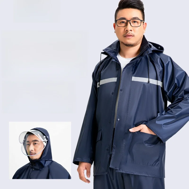 

Плащ больших размеров, комплект дождевых брюк, двухслойный велосипедный большой плащ, очень большой размер, наряд из бычьей ткани Thi...