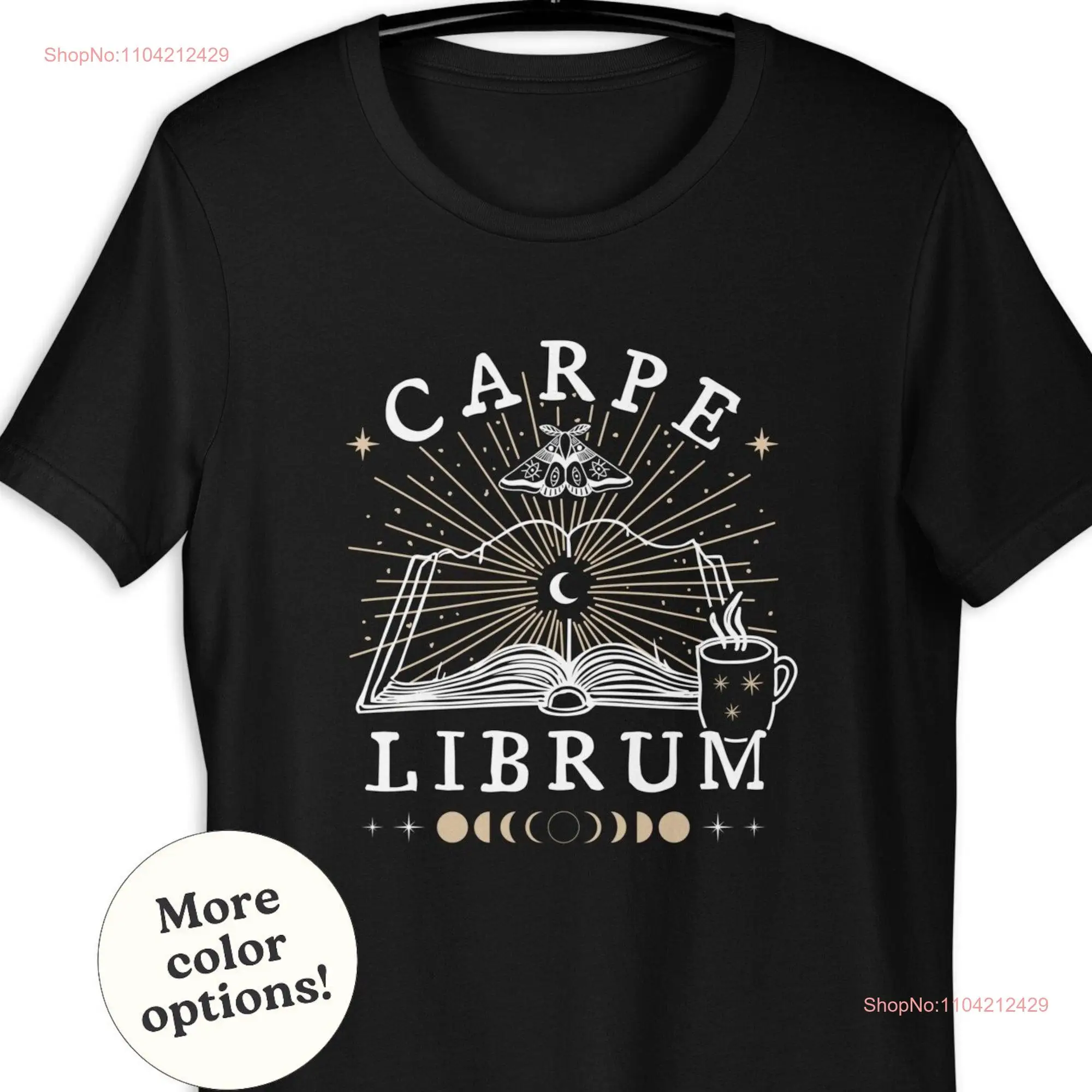 Carpe Librum T Shirt Dark Academia Aesthetic Book Lover Witchy Goth Latin Quote Seize the Magical Bookworm Classical Education