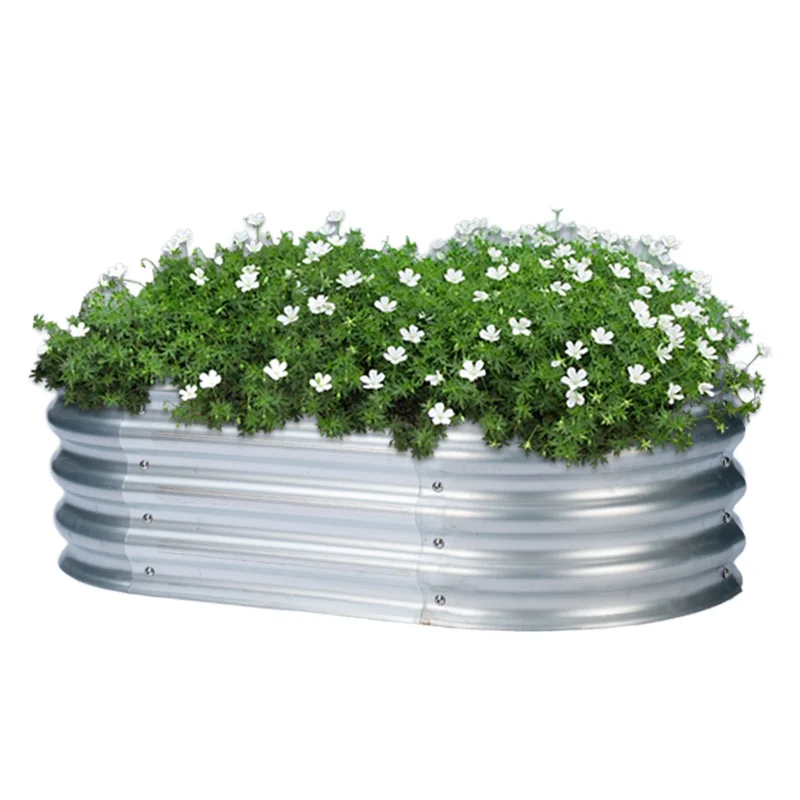 

Modern Rustic Large Galvanized Metal Planter Luxury Oval Raised Garden Small Flower Pot Outdoor Home Planting Nursery Floor