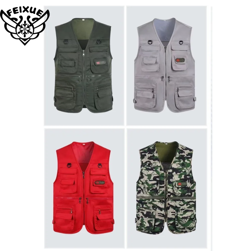 

Men's Fishing Photography Multi-Pocket Vest Outdoor Tactical Mountaineering Sports Vest Solid Color Breathable Sleeveless Jacket