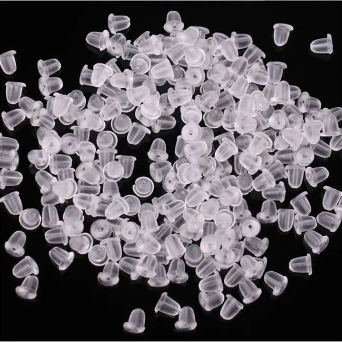 100pcs/lot Clear Soft Silicone Rubber Earring Backs Safety Bullet Stopper Rubber Jewelry Accessories DIY Parts Ear Plugging