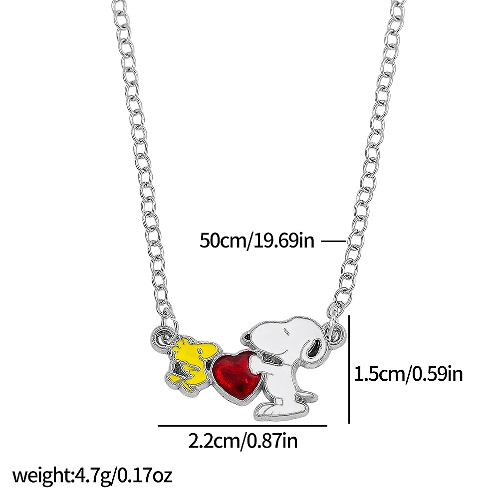 Snoopy Zirkon-Öltropfen-Anhänger-Halskette, trendiges Accessoire, beste Freundin, Paar, Pulloverkette, Schmuckzubehör – Detail 1