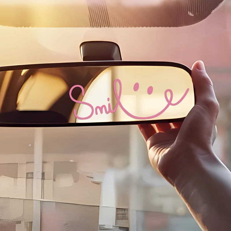 1PC Unique Smile Car Sticker, Cheerful Accessory for Car Side Mirror, Make Your Car Stand Out with This Positive Decal