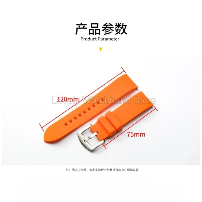 Silicone Watchband Black Green Orange for Tissot Hamilton Armani Flat Interface Special Buckle Easy-Clean Soft Sweat-Resistant