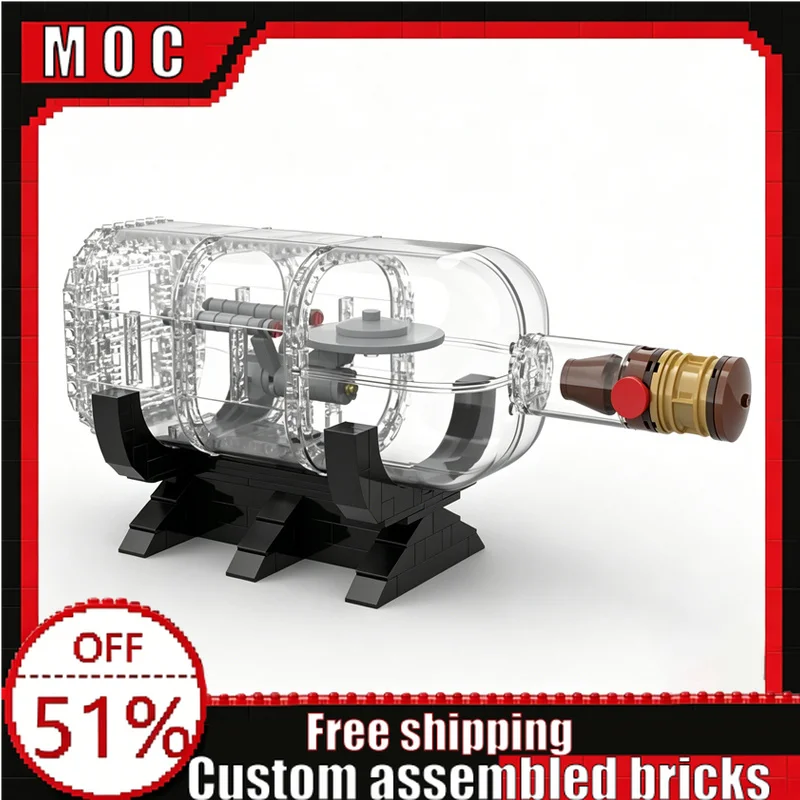 

398 Parts Classic Interstellar Spaceship In Bottle Scene Model Building Blocks Custom DIY Educational Assembly Toy Birthday Gift