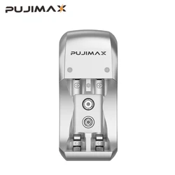 PUJIMAX 2-Slot AA AAA charger Ni-MH Battery Charger Can Charge One or Two AA/AAA NI-MH /Ni-Cd or One 9V rechargeable battery