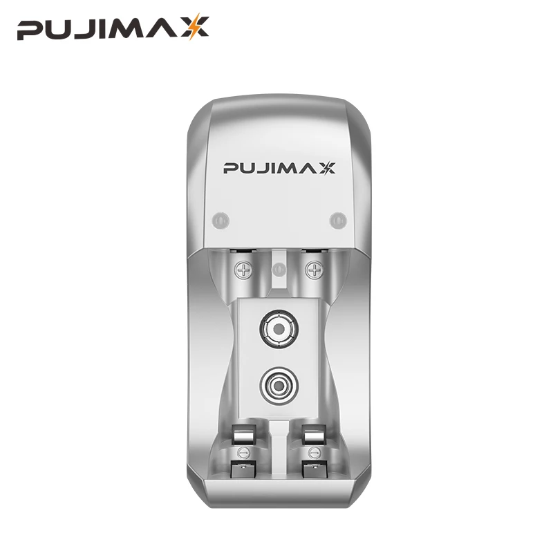 PUJIMAX 2-Slot AA AAA charger Ni-MH Battery Charger Can Charge One or Two AA/AAA NI-MH /Ni-Cd or One 9V rechargeable battery