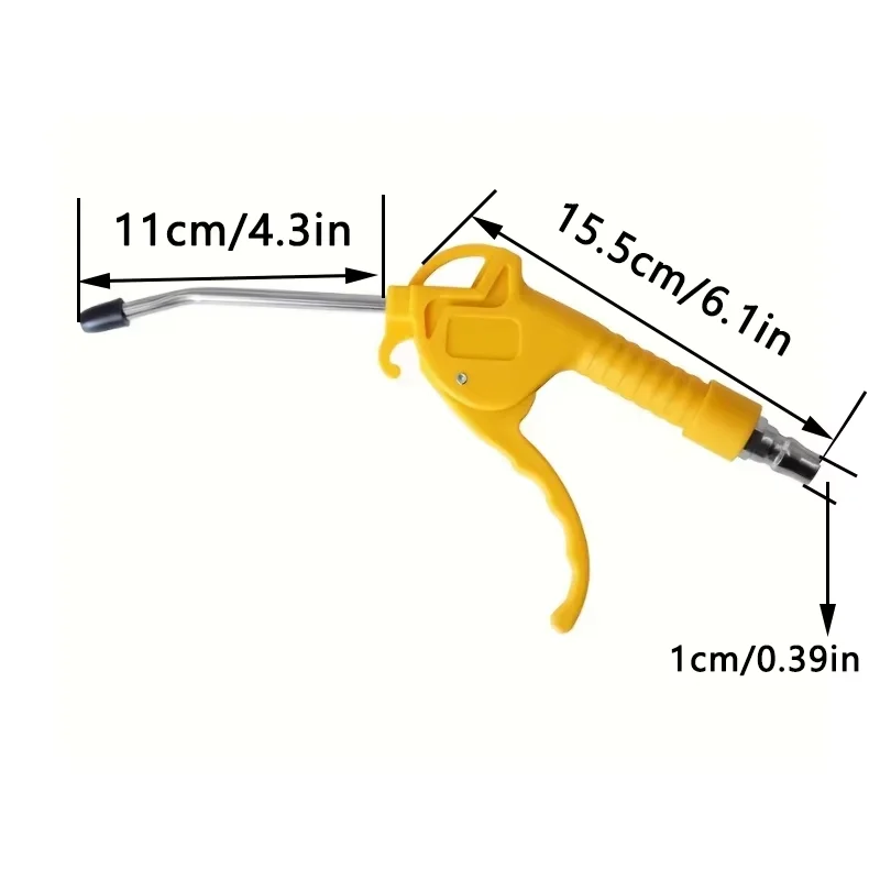 Luchtblaaspistool, luchtblaaspistool met hoog debiet voor compressor met schuin gebogen mondstuk, drie kleuren om uit te kiezen, korte stijl