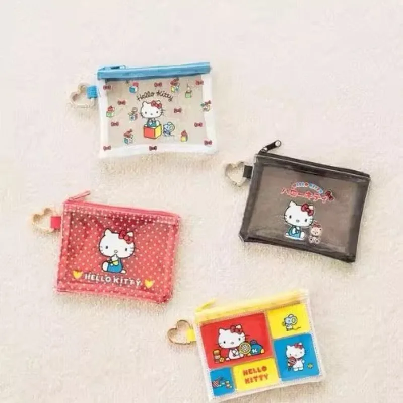 

Kawaii Hello Kitty Storage Bag Cute Cartoon Transparent Handheld Cosmetics Lipstick Bag Women Supplies Student Gift Wholesale