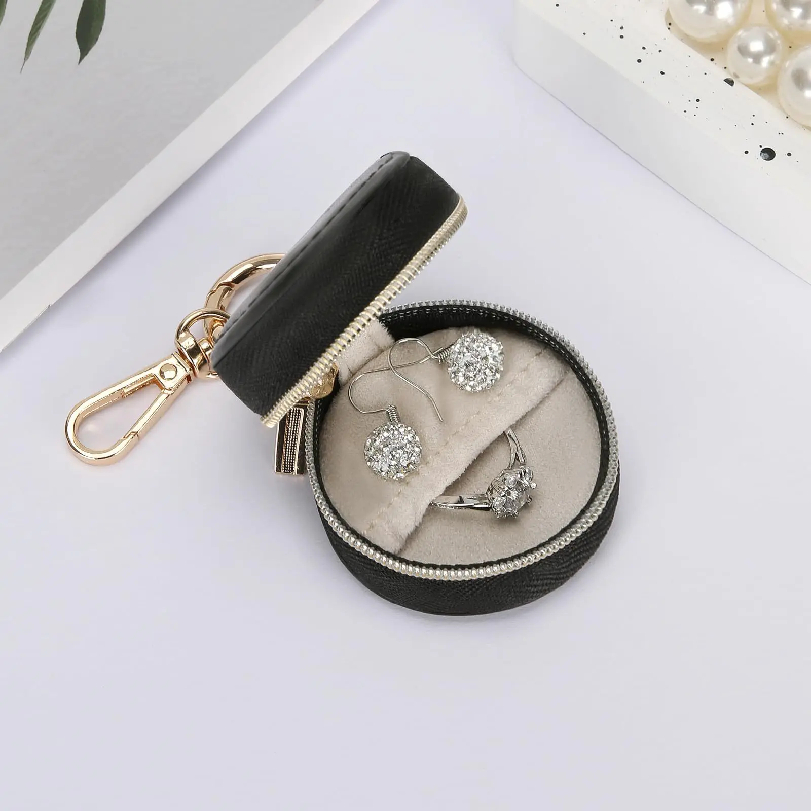 صندوق مجوهرات للسفر صندوق مجوهرات صغير محمول صندوق مجوهرات جلدي لقضاء العطلات والمنزل للفتيات