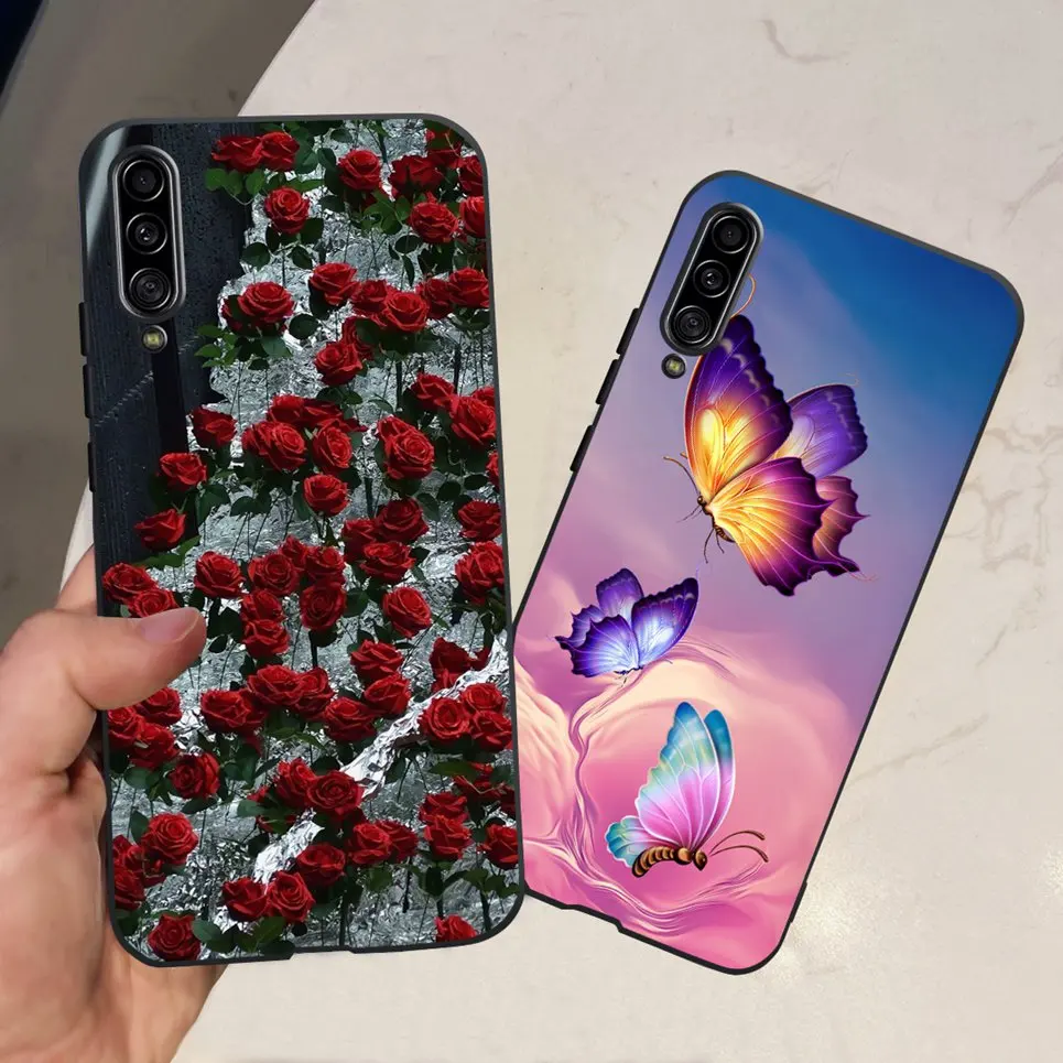 For Samsung Galaxy A90 5G Phone Case Samsung A90 SM-A908B 5G Flower Butterfly Woman Fashion Soft TPU Bumper Transparent Silicone image 3