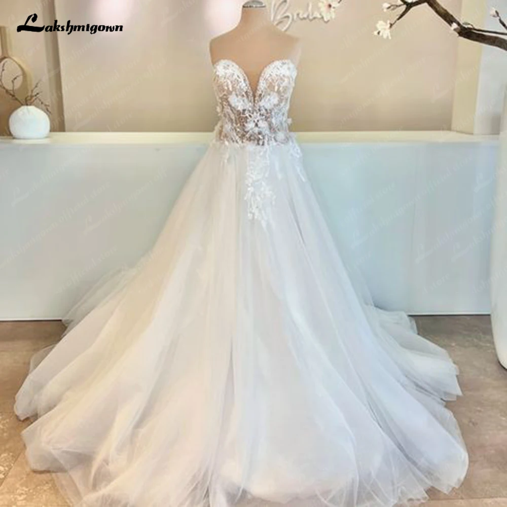 Lakshmigown Luxury Sweetheart Neckline Princess Lace Floral Wedding Gown Brautkleid Bridal Reception Dress Customized