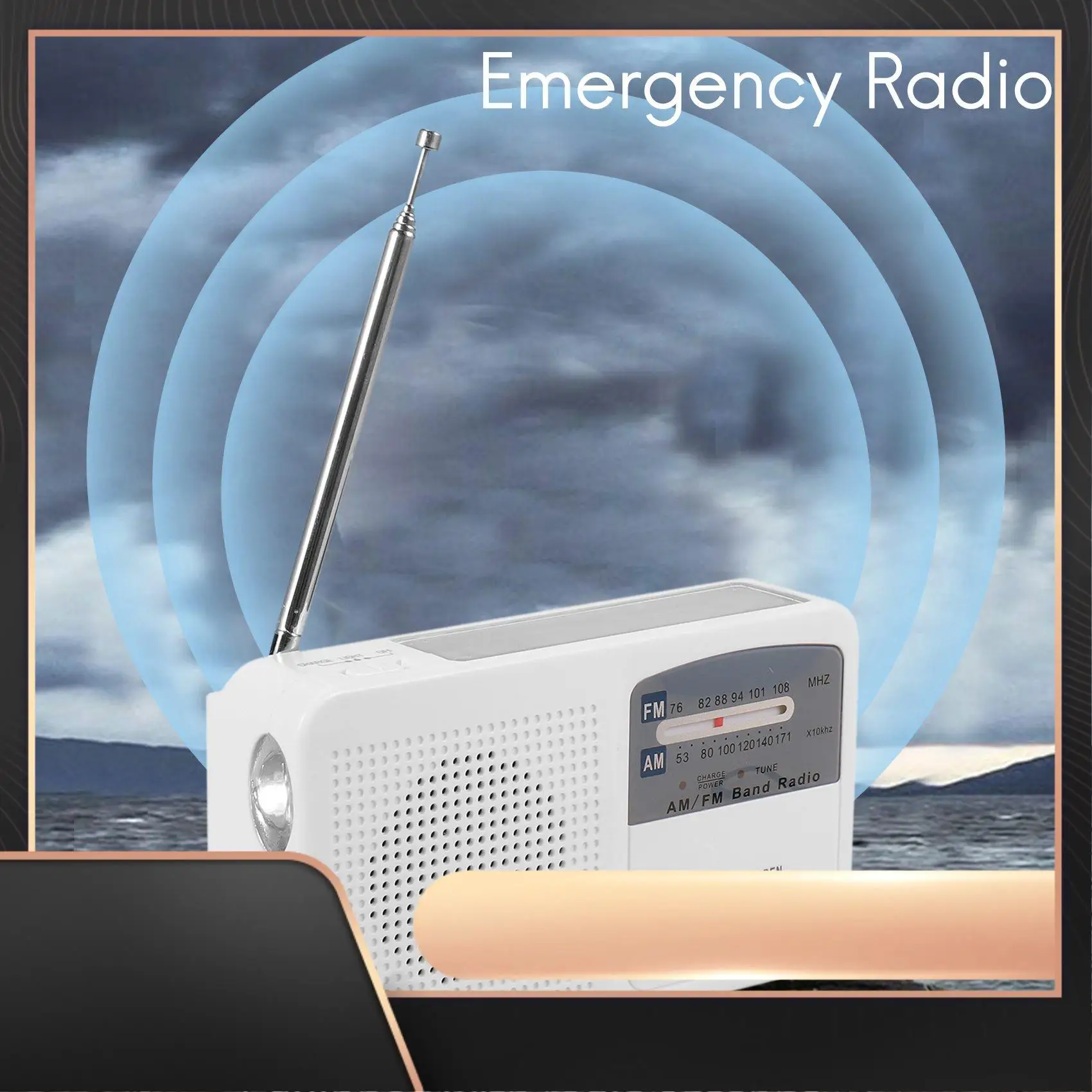 

Аварийное радио с солнечной батареей и рукояткой с автономным питанием, аккумулятор, USB-зарядка, FM/AM-радио, светодиодный фонарик, телефон