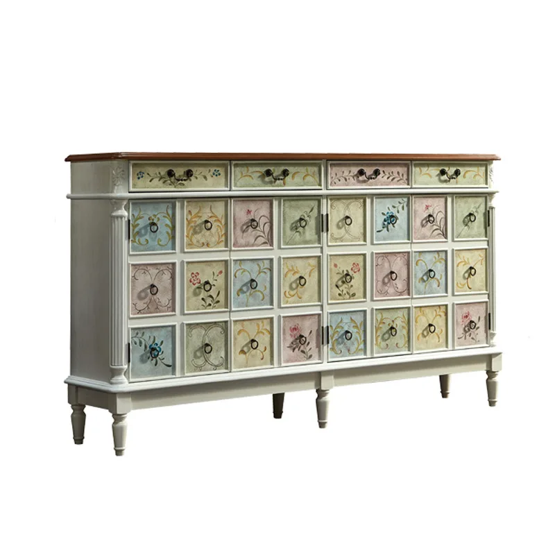 CX 1.8 meters entrance porch, large capacity adjustable baffle retro white painted cabinet