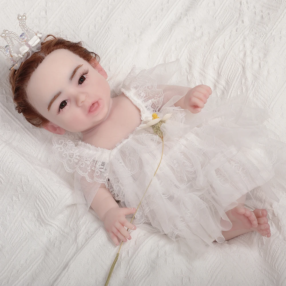 Herpinker platina siliconen zachte levensechte preemy full body siliconen baby herboren meisje schattige pop handgemaakte 3D geschilderde pasgeboren baby