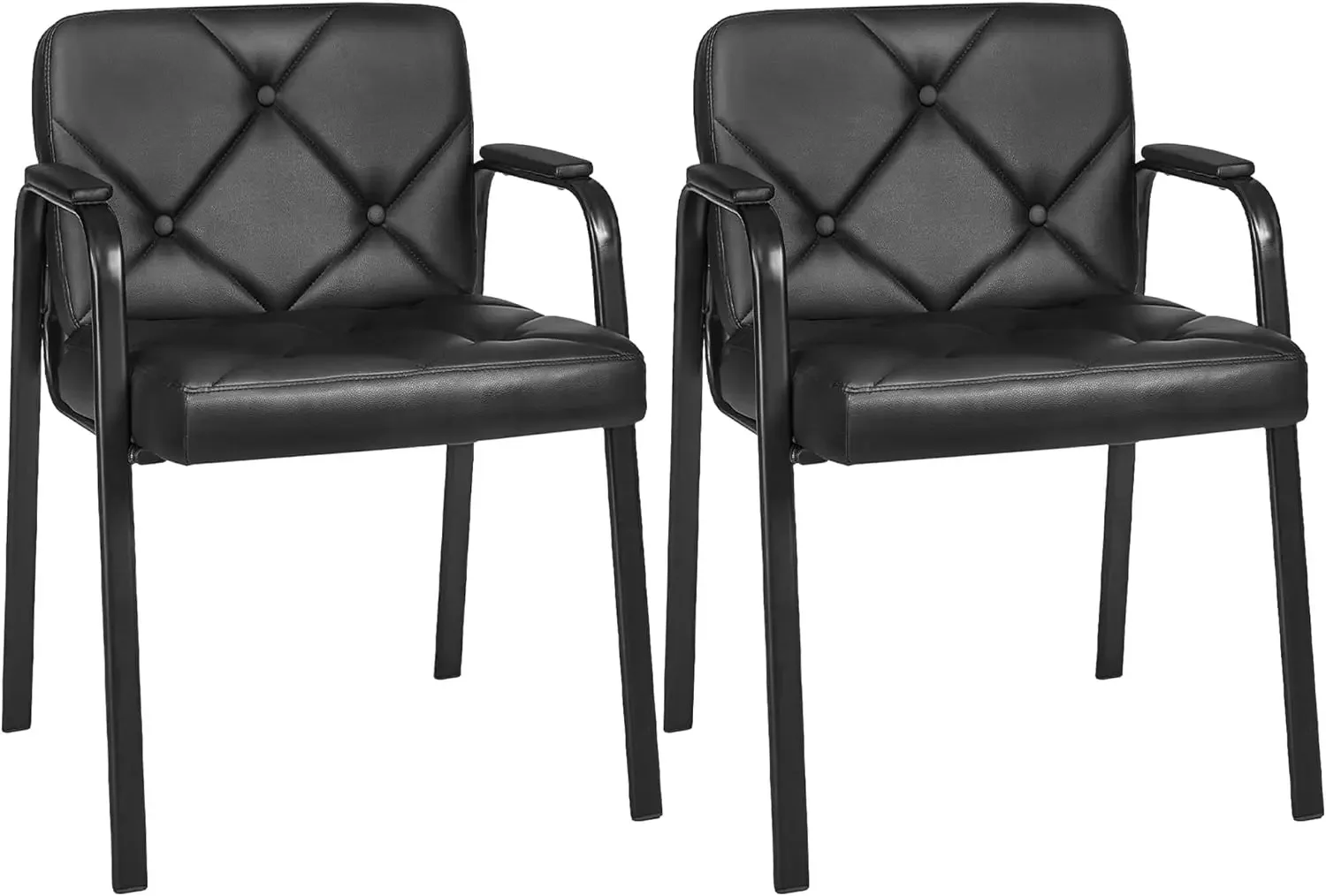 Office Guest Waiting Room Chairs Set of 2, Padded Arms, Metal Frame, Comfortable Seat for Conference, Reception, Lobby Area, Mee