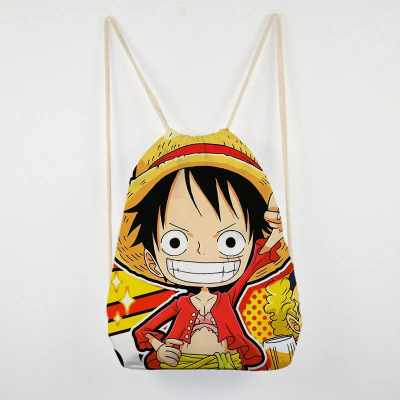 One Piece Rucksack mit Kordelzug, niedlicher und modischer Cartoon-Design, personalisierte, kreative, einfache Canvas-Tasche, Geschenk für Freunde – Detail 7