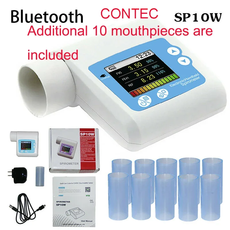 CONTEC Digital Bluetooth Spirometer SP80B SP70B SP10  Lung breath Diagnostic Vitalograph Spirometer comes with 10 mouthpiece