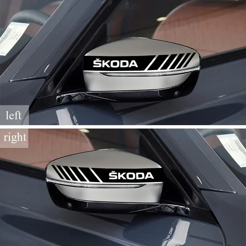 2PCS Car Styling Rearview Mirror Sticker Decoration Badge For skoda OCTAVIA RS FABIA KAMIQ KAROQ KODIAQ RAPID SCALA SUPERB