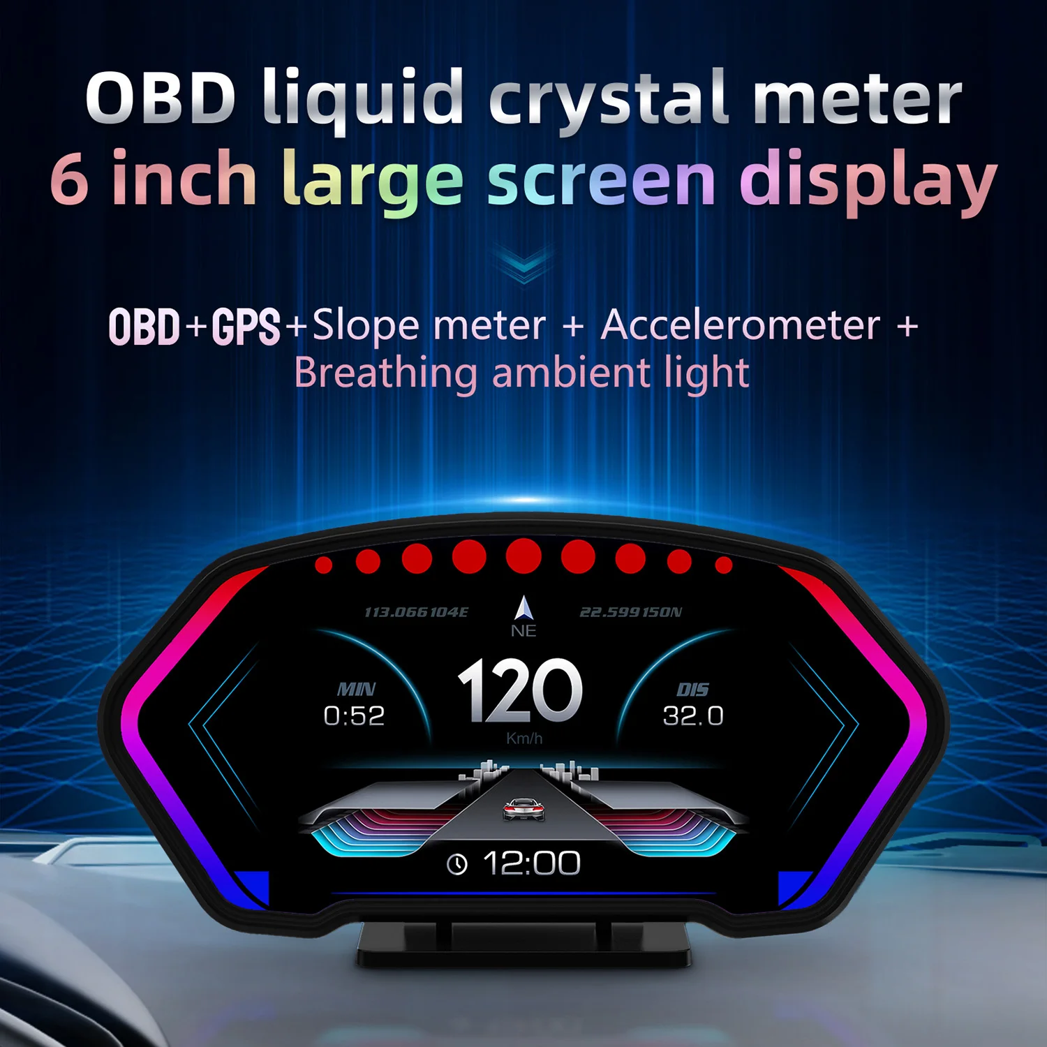 

NEW 36 Functions P3 HUD OBD+GPS Dual System Car Head Up Display GPS Speedometer Tachometer Slope Meter Water Temp Speed Alarm