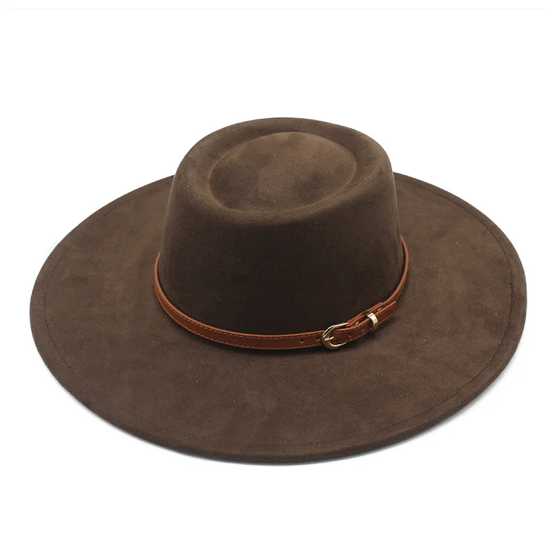 French Elegant Bowler Hat Cross-border New Arrival Suede Big Brim Jazz Top Hat Men And Women Fall Winter Fashion Fur Felt Hat