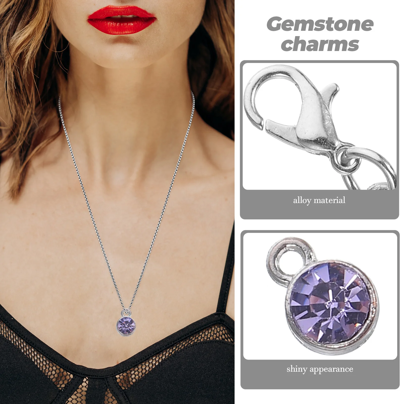 

1 set 1 Set Of Birthstone Charms Gemstone Pendants Diy Jewelry Making Supplies For Necklace Bracelet Earring Handmade Crafts