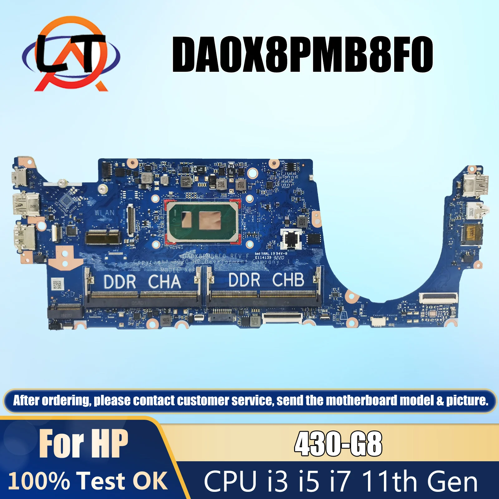 

Материнская плата DA0X8PMB8F0 для ноутбука HP ProBook 430 G8 с процессором I3 I5 I7 11-го поколения 100% протестирована ОК