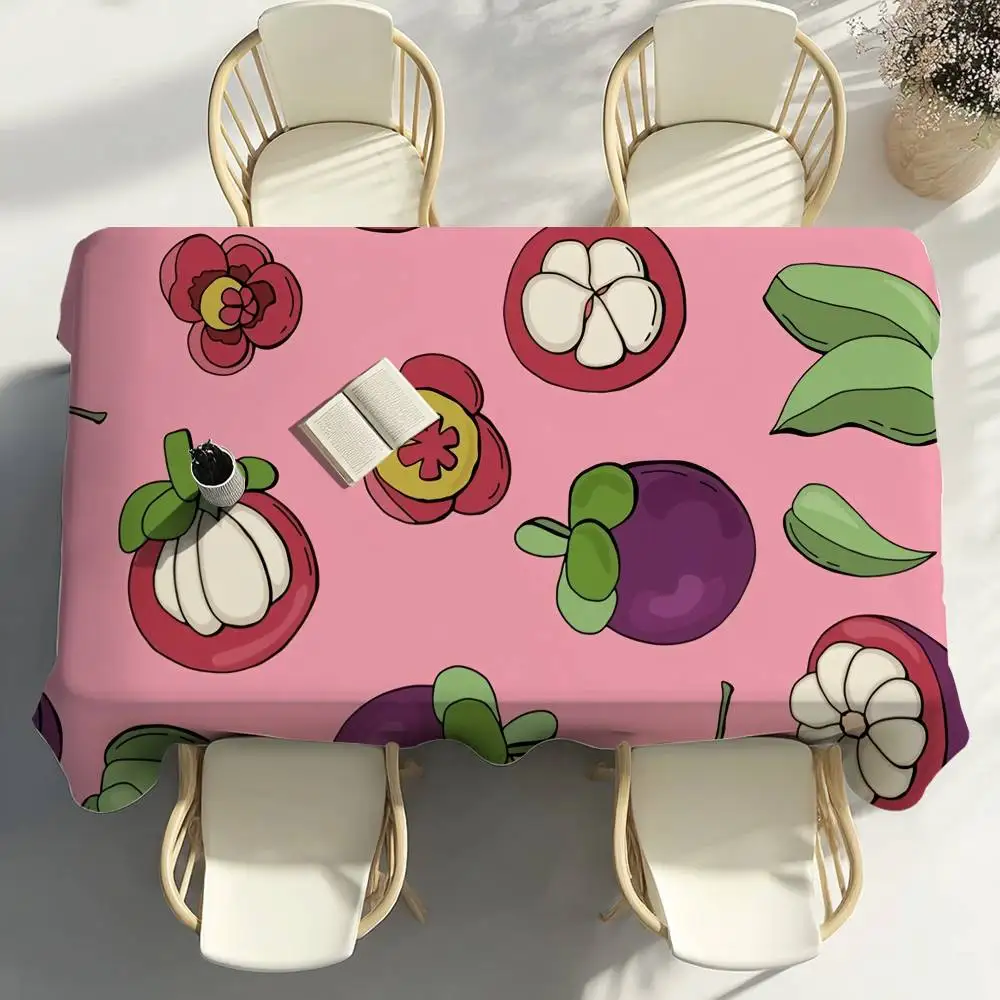 Fruit Mangosteen Table Cloth Home Party Picnic Dining Room Kitchen Patios Stain-Proof Polyester Table Cloth