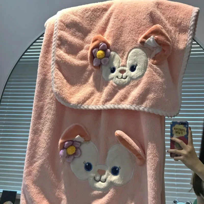 

Kawaii Cute Disney Linabell Coral Velvet Bath Towel Bathrobe Hair Drying Cap Soft Absorb Water Quick Drying Ins Gift For Girl