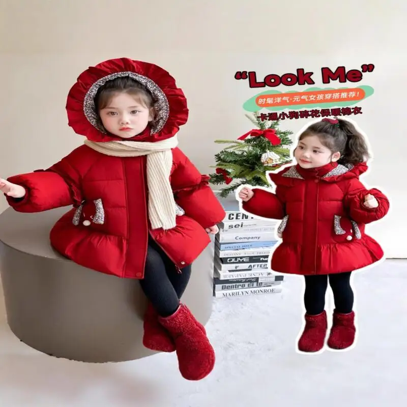 Hot Girl Thicken Cotton-Padded Jacket Autumn Winter Coat Tops Hoodie Child Kawaii Keep Warm Fashion New Style Casual Clothing