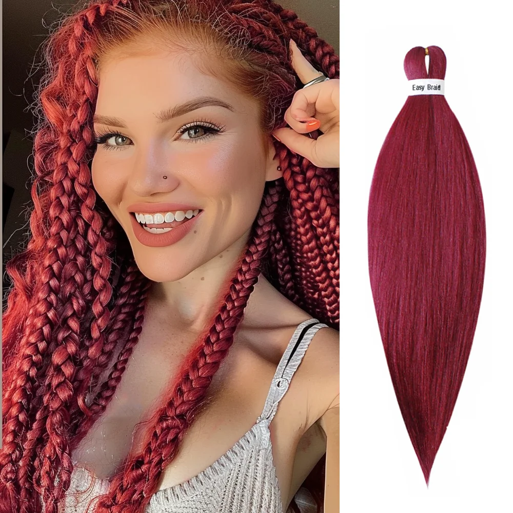 Kanekalon pré-esticada trança extensão do cabelo, crochê sintético, tranças de caixa jumbo, cabelo encaracolado, fácil trança, pacote fino