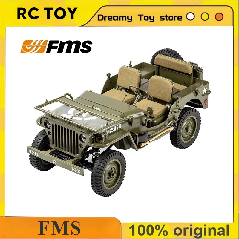 

Радиоуправляемая модель внедорожника FMS 1:6 Willys Climber, реалистичная военная 4WD электрическая машина для бездорожья, игрушка для краулинга по камням