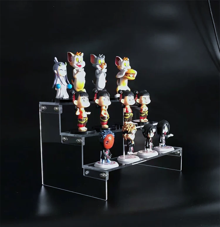 1-5 schritt Klar Acryl Display Stand Riser Regale Rack Organizer für Sammlerstücke Kosmetik Figuren Cupcake Parfüm Dessert