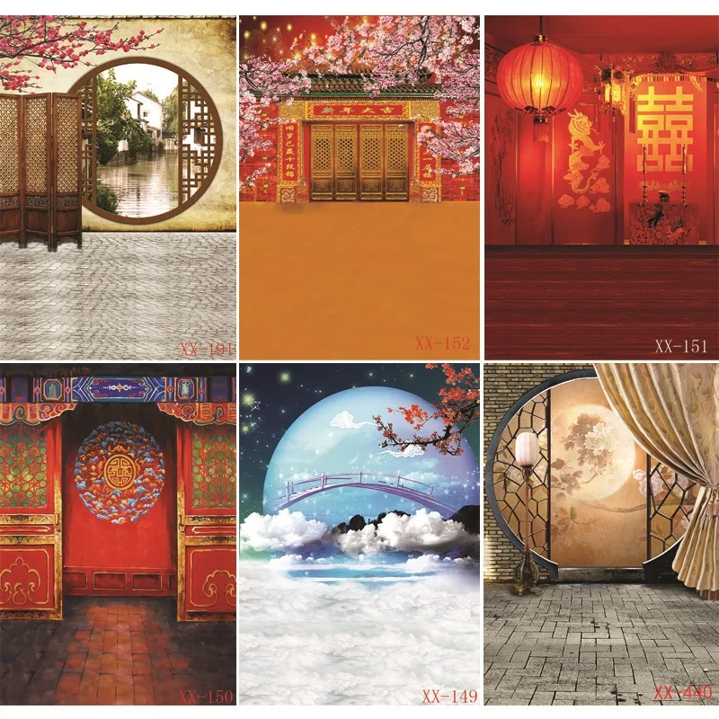 SHUOZHIKE Art Fabric Photography Backdrops Prop Chinese Traditional Culture Family New Year Theme Photography Background #21185