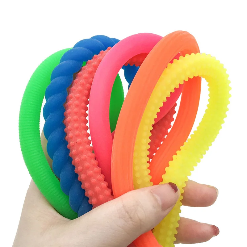 10 pçs jumbo colorido fidget macarrão brinquedos espremer liberação ansiedade para crianças texturizado elástico cordas tdah autismo itens sensoriais