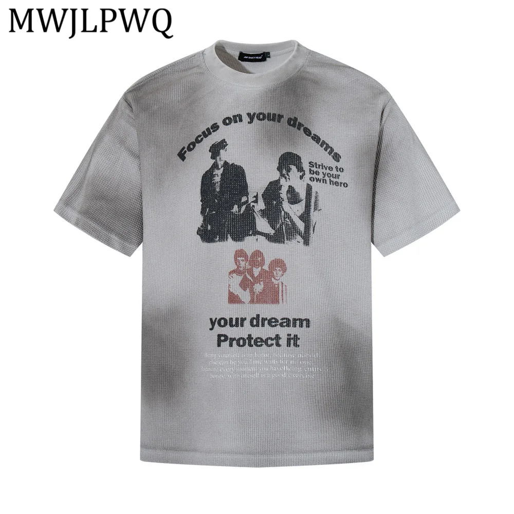 

Мужская футболка MWJLPWQ с принтом в стиле панк, с эффектом потертости, с коротким рукавом, повседневная, свободного кроя, с круглым вырезом, модная, весна-лето 14035