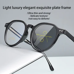 VICKI New Plate Glasses Round Frame Retro Full Frame Glasses Can Be Customized Prescription Multi-focus Glasses Photochromic6850
