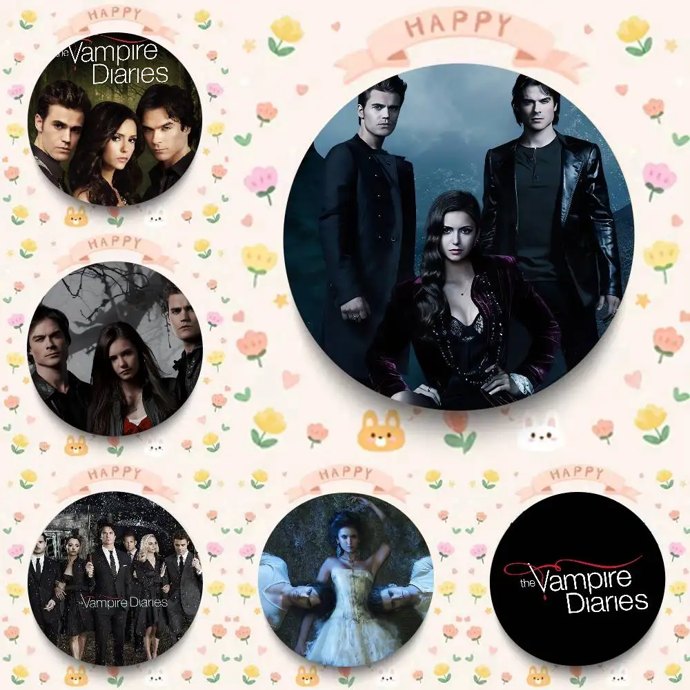 TV Drama The Vampire Diaries Round Brooch Brooches Cartoon Badge Pins Backpack Hat Accessories Friend Gift