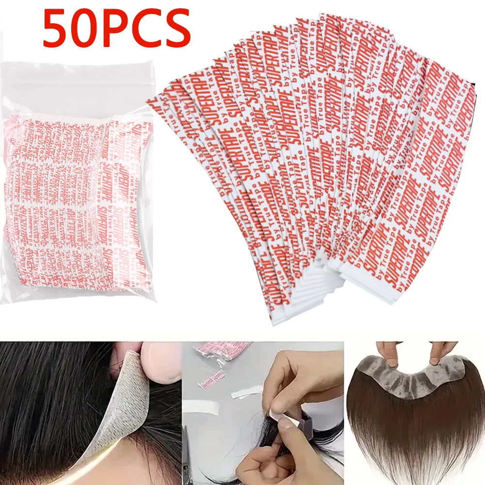 

50 pcs Strong Adhesive Double-Sided Waterproof Lace Wig Tape - Transparent Hairline Tape for Secure Wig & Extension Attachment
