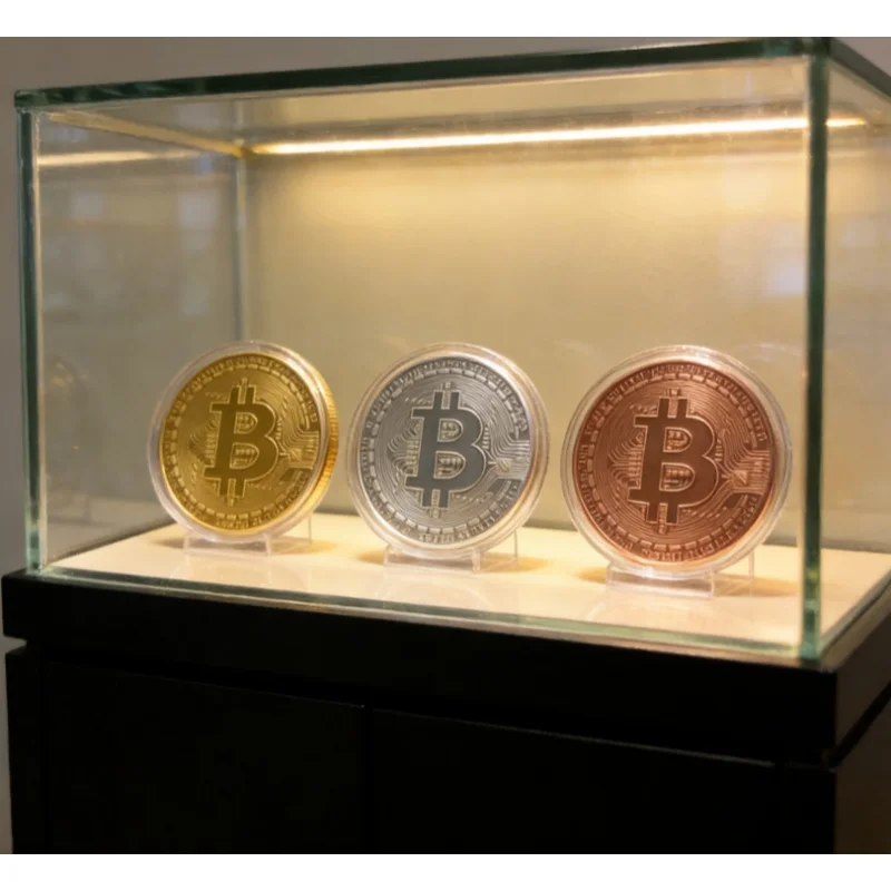 Gold Plated Bitcoin Coin Collectible Art Collection Gift Physical commemorative Casascius Bit BTC Metal Antique Imitation