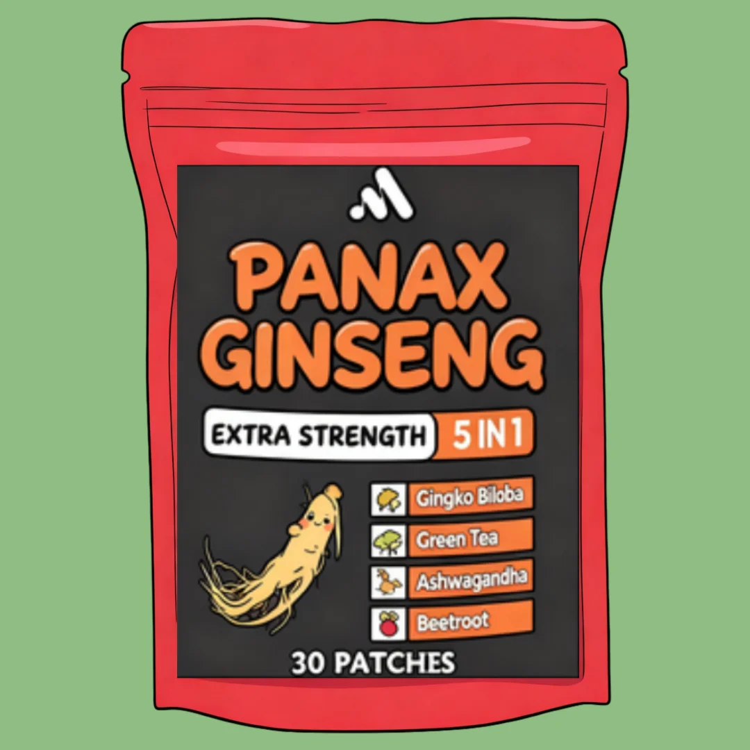 Red Panax Ginseng + Ginkgo Biloba High Ginsenosides for Energy, Performance & Focus Pills for Men & Women 30 Patches