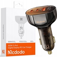 MCDODO STRONG FAST CAR CHARGER 3X USB-C 100W LED METER