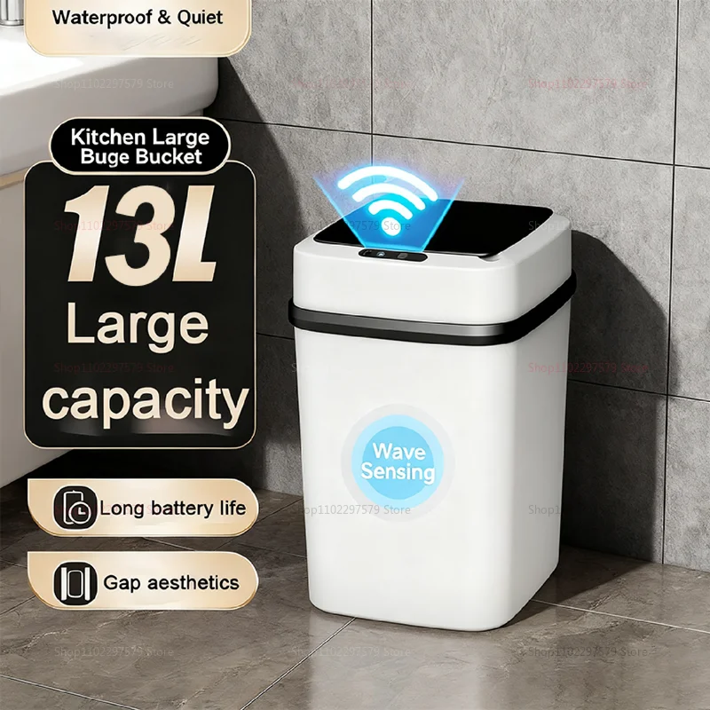 2026 13L الذكية حر اليدين استخدام Touchless الحمام سلة المهملات محس حركة سلة المهملات لمكتب غرفة نوم غرفة المعيشة المرحاض المطبخ