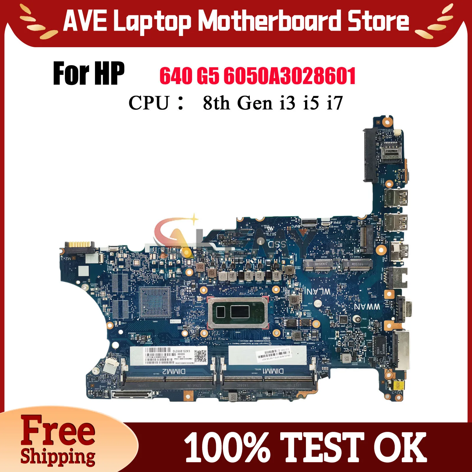 

For HP ProBook 640 G5 6050A3028601 Laptop Motherboard L58709-601 L58710-601 With i5 i7 8th CPU UMA DDR4 Tested OK