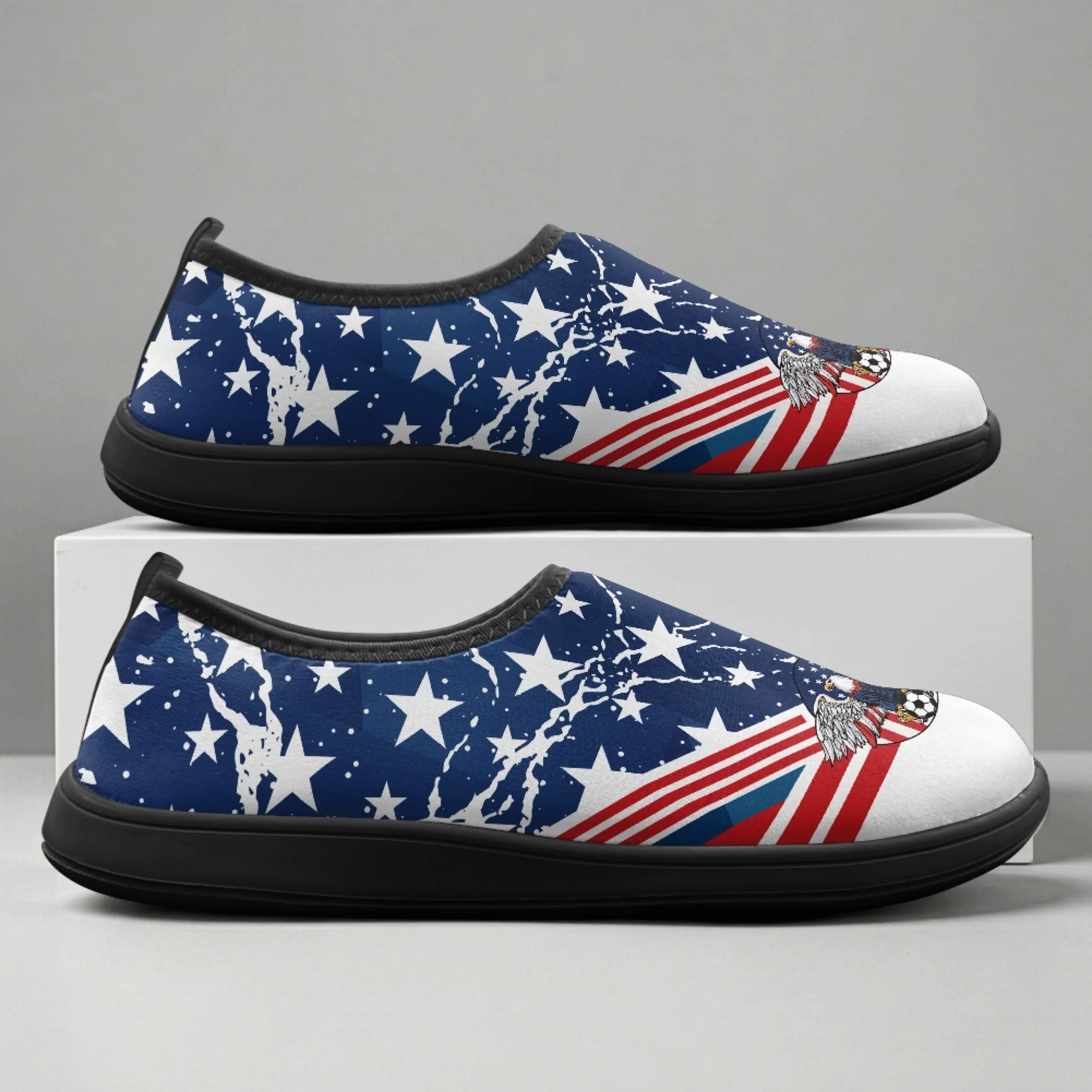 

XIXIRIMIDO Slip-on Wide-toed Shoes American Flag Men's Breathable Mesh Shoes Womens Fashion Summer Sneakers Walking Shoes 36-46
