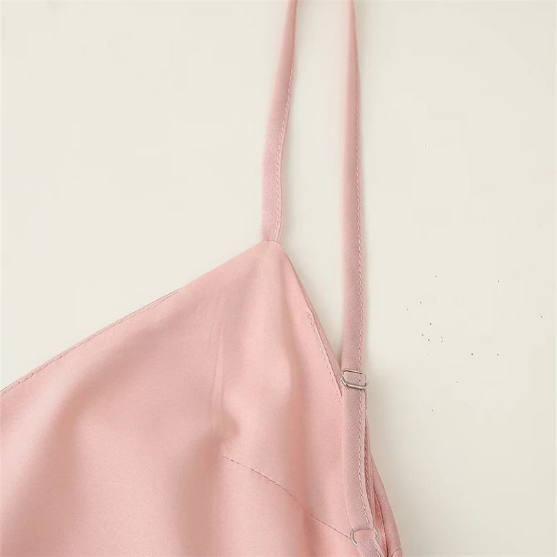 키안케티안 2025 신상 프랑스 스타일 우아한 스카프 칼라 타이다이 프린트 미디 드레스 섹시 백리스 슬림 새틴 A라인 스트랩 드레스