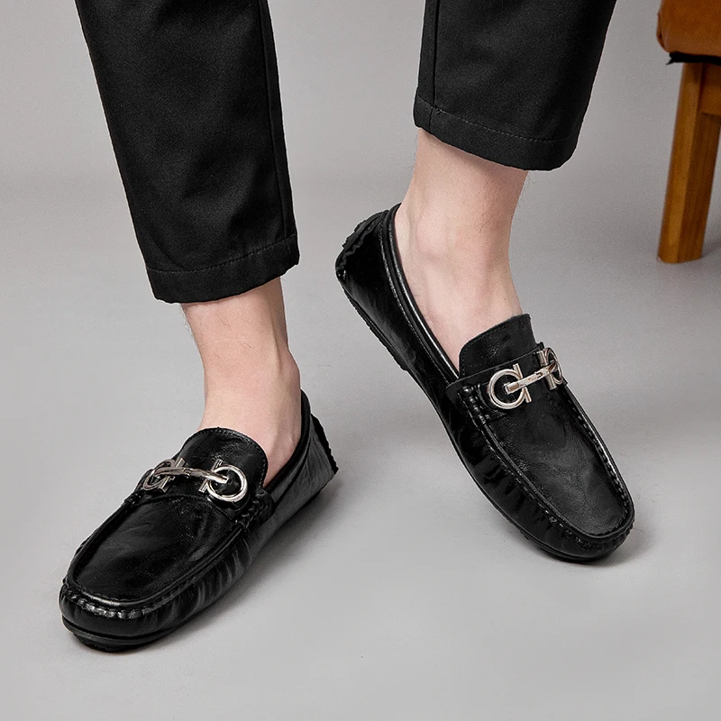 

New high-end British-style leather shoes for men versatile casual shoes Korean-style trendy and breathable men's bean shoes